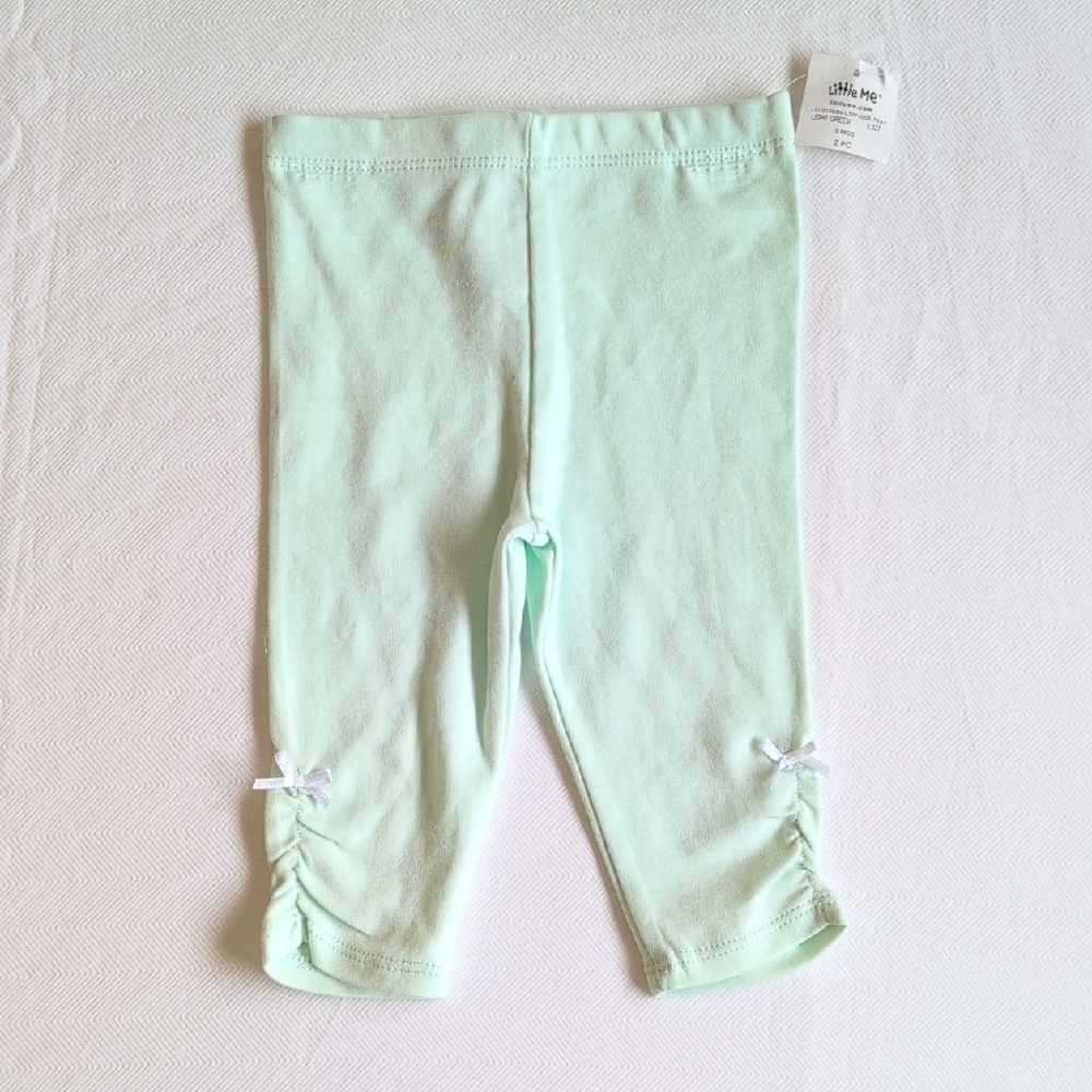 NWT little me mint pastel ruched hem pants cotton 6 months baby girl